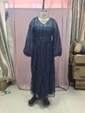 Sequined V-Neck Long Sleeve Lace Long Party Dress（Processing time need 3-6 days）