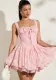 Women's Spring Sleeveless Straps Pleated Butterfly Lace Sexy Dress
