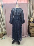 Sequined V-Neck Long Sleeve Lace Long Party Dress（Processing time need 3-6 days）