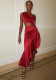 Spring Sexy Slim Slash Shoulder Cutout Irregular Dress