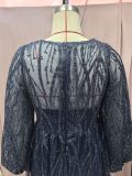 Sequined V-Neck Long Sleeve Lace Long Party Dress（Processing time need 3-6 days）