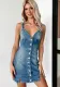 Summer Sweet Strap V-Neck Button Denim Dress