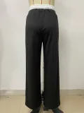Women's Fashion Casual Patchwork Drawstring Slim Straight Trousers