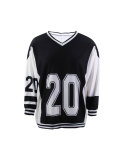 Women Loose Number Printed V-Neck Casual Long Sleeve Top