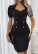 Spring Women's Short-Sleeved Solid Color Double-Breasted Jacket Slim Short Skirt Two-Piece Set