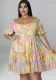 Plus Size Women's Summer Sexy Off Shoulder Print Loose Casual Dress