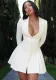 Women Solid Sexy V Neck Turndown Ruffled Dress