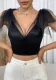 Women Sexy See-Through Mesh Patchwork Top