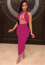 Women's Clothing Sexy Solid Color Low Back Long Dress