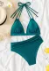 Sexy Beach Solid Color Two Piece Lace-Up Bikini Swimsuit