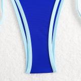 Contrast Color Lace-Up Sexy Bikini Two Pieces Swimsuit