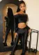 Spring Fashion Street Trend Off Shoulder Fur Patchwork High-Waist Hollow Women's Jumpsuit