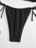 Solid Color Triangle Bikini Sexy Halter Neck Lace-Up Two Piece Low Waist Female Swimsuit