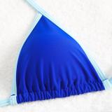 Contrast Color Lace-Up Sexy Bikini Two Pieces Swimsuit