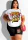 Plus Size Women Printed T-shirt and Shorts Two-piece Set