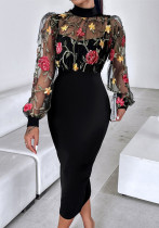 Women casual lace patchwork off shoulder dress