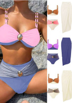 Women Bikini Solid Sexy Swimwear Three-Piece