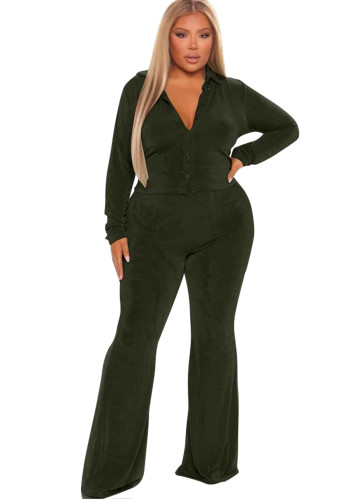 Plus size Women v neck long sleeve jumpsuit