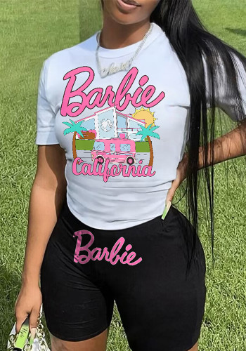 Plus Size Women Printed T-shirt and Shorts Two-piece Set