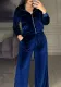 Women Royal Blue Veet Casual Hoodies and Pants two-piece set