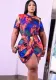 Plus size Women short sleeve printed dress
