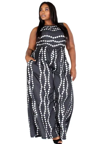 Plus size Women sleeveless printed maxi dress