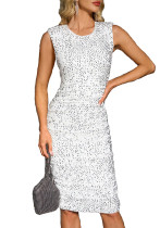 Women sleeveless split sequin dress