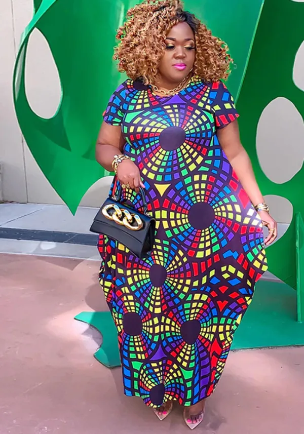 Plus Size Women Sleeveless Printed Maxi Dress