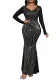 Women spring Beaded sexy long-sleeved dress