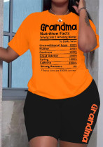 Plus Size Women Printed T-shirt and Shorts Two-piece Set