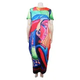 Plus Size Women Sleeveless Printed Maxi Dress