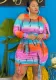 Plus Size Women Long Sleeve Printed Dress