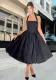 Sexy Women's Lace-Up Strap Slim Pleated A-Line Midi Dress