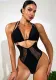 See-Through Mesh Sexy Low Back High Waist Tight Fitting Lace-Up Bikini Swimsuit