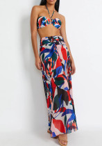 Halter Neck High Waist Sexy Print Bikini Set Holidays Beach Spring Swimsuit
