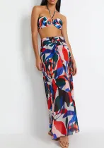 Halter Neck High Waist Sexy Print Bikini Set Holidays Beach Spring Swimsuit