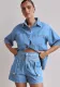 Summer Women's Casual Loose Denim Shirt Shorts Set