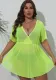 Plus Size Women's See-Through Mesh Deep V Neck Slim Waist Irregular Beach Cover-Up