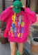 Fashionable Print Loose Hoodies Women's Autumn Hooded Top