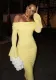 Spring Solid Color Off Shoulder Long Sleeve Sexy Slim Long Dress