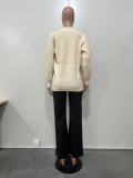 Women Patchwork single-breasted Denim pocket sweater