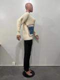 Women Patchwork single-breasted Denim pocket sweater