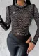 Women Chic Diamond Round Neck Mesh Bodysuit