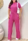 Women Striped Short-sleeved Top and Pants Solid Two-piece Set