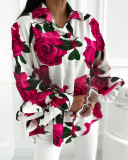Women Rose Long-sleeved Shirt