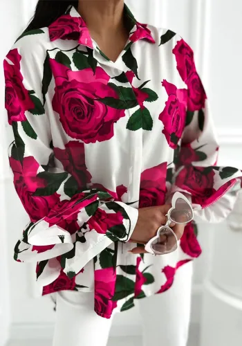 Women Rose Long-sleeved Shirt