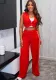 Women Sleeveless Crop Top and Casual Long Pants Two-Piece Set