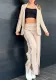 Women Leopard Print Ribbon Patchwork Casual Turndown Collar Blazer and Wide-Leg Pants Two-Piece Set