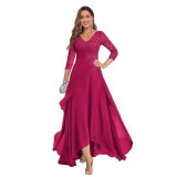 Long Slim Evening Dress Women's V-Neck Long Sleeve Prom Party Dress（Processing time need 3-6 days）