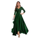 Long Slim Evening Dress Women's V-Neck Long Sleeve Prom Party Dress（Processing time need 3-6 days）